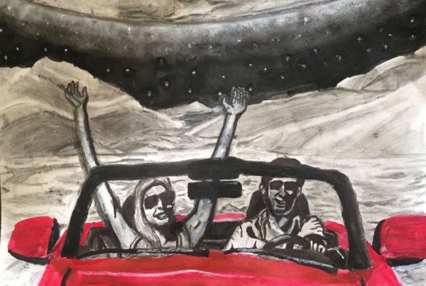 Surrebral Driving on the Moon Painting and Drawing