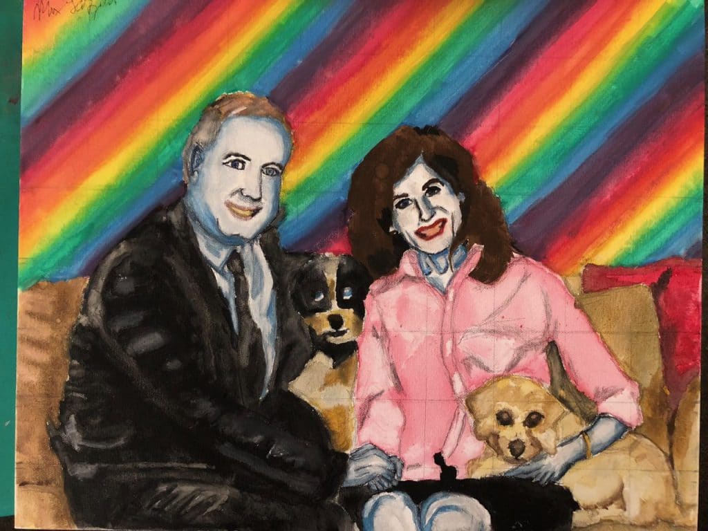 Surrebral Laura and Mark and their Dogs Painting