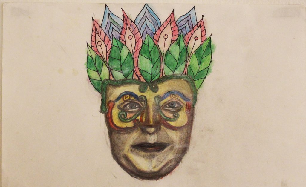 Surrebral Psychedelic Mardi Gras Mask Drawing