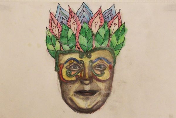 Surrebral Psychedelic Mardi Gras Mask Drawing