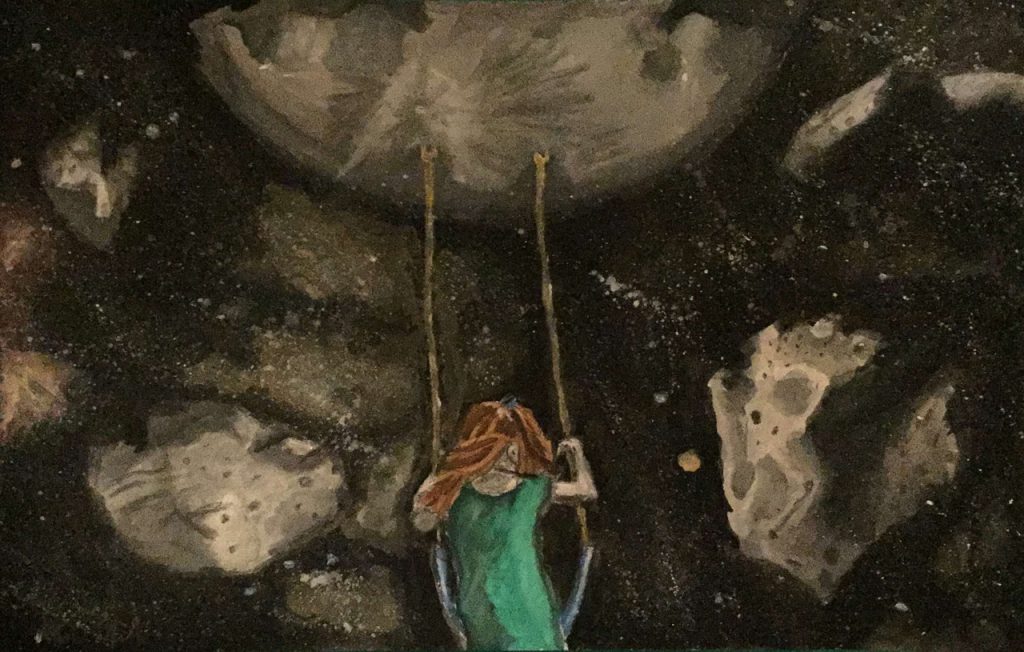 Surrebral Swinging on the Moon Painting