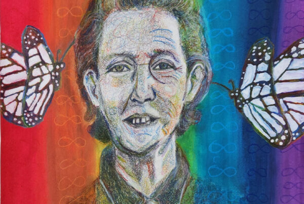 Temple Grandin neurodiversity art with butterflies