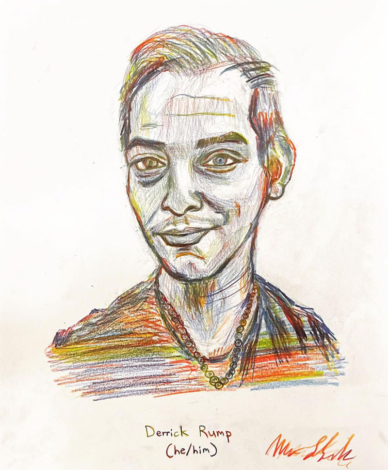 Rainbow colored portrait of Club Q Victim, Derrick Rump.