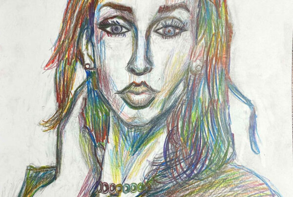 Rainbow colored portrait of Club Q Victim, Kelly Loving.