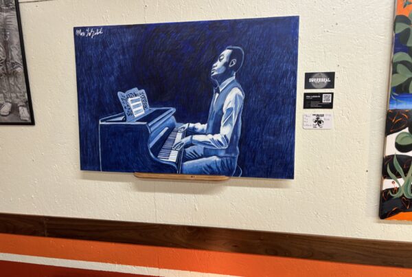 Blues Piece Picture hanging at Sidetracked Workshop's Urbanite PDX shop