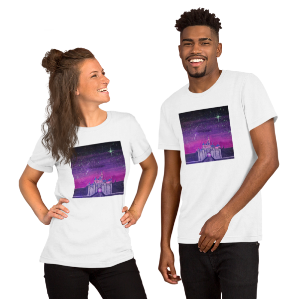 Models wearing Disneyland shirt.