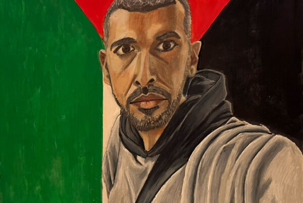 Commissioned portrait of Hossam, a father who was killed in Gaza.