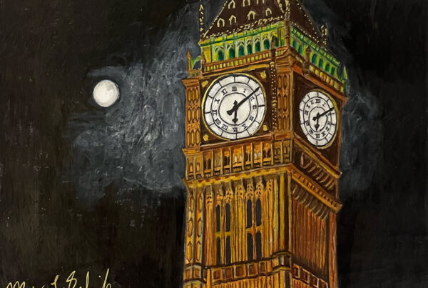 Art of London’s iconic Big Ben at night.