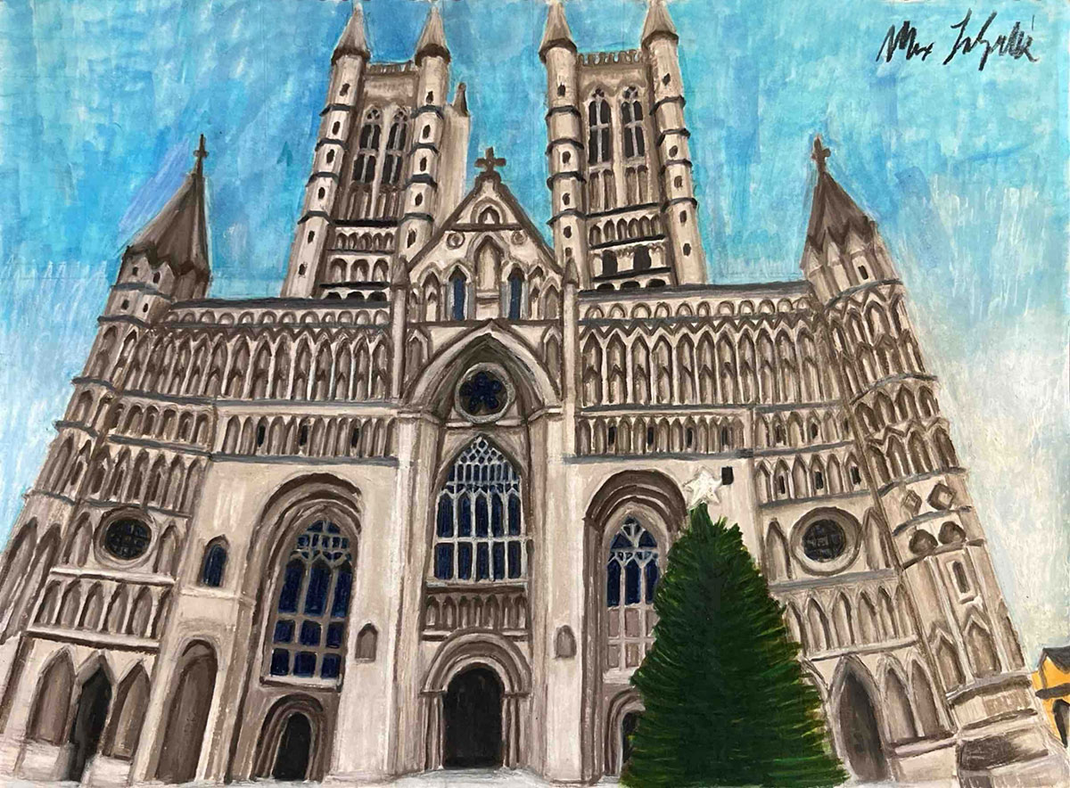 Art of Lincoln Cathedral in Lincolnshire, United Kingdom.