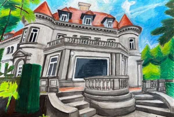 Art of Pittock Mansion in Portland, Oregon.