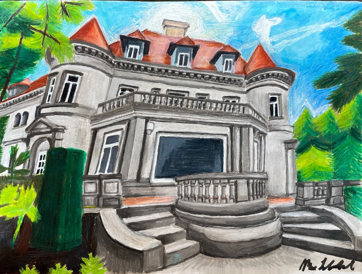 Art of Pittock Mansion in Portland, Oregon.